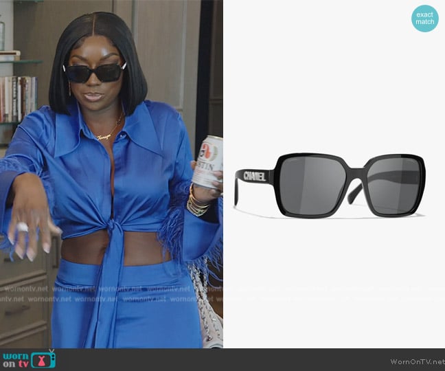 Chanel Square Sunglasses worn by Wendy Osefo on The Real Housewives of Potomac