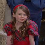 Charlotte’s red plaid puff sleeve dress on Days of our Lives