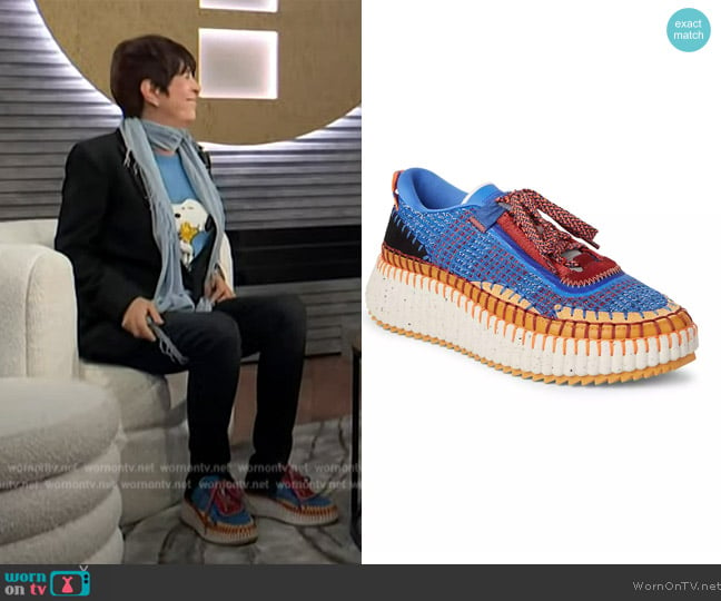 Chloe Nama Mixed Media Platform Sneakers worn by Diane Warren on E! News