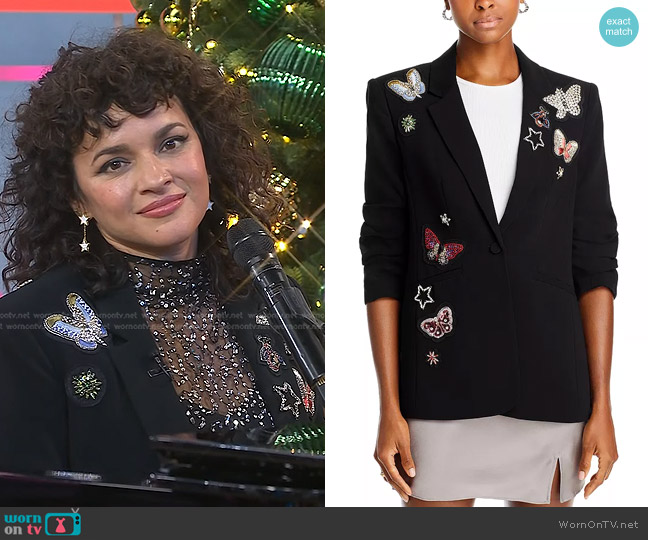 Cinq a Sept Kylie Butterfly Embellished Blazer worn by Norah Jones on Today