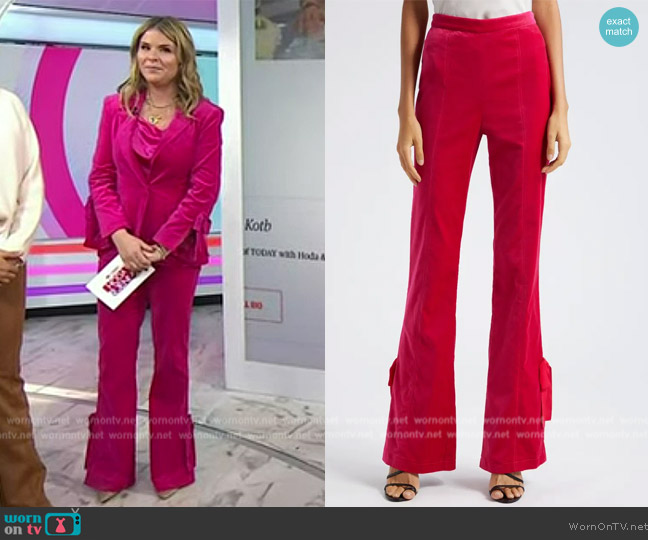 WornOnTV: Jenna’s pink velvet tie cuff blazer and pants on Today ...