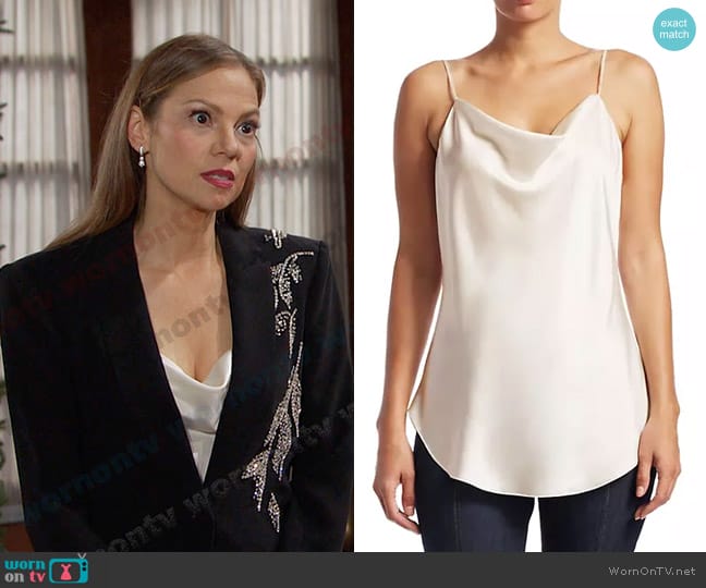 Cinq a Sept Marta Silk Cowlneck Cami Top worn by Ava Vitali (Tamara Braun ) on Days of our Lives