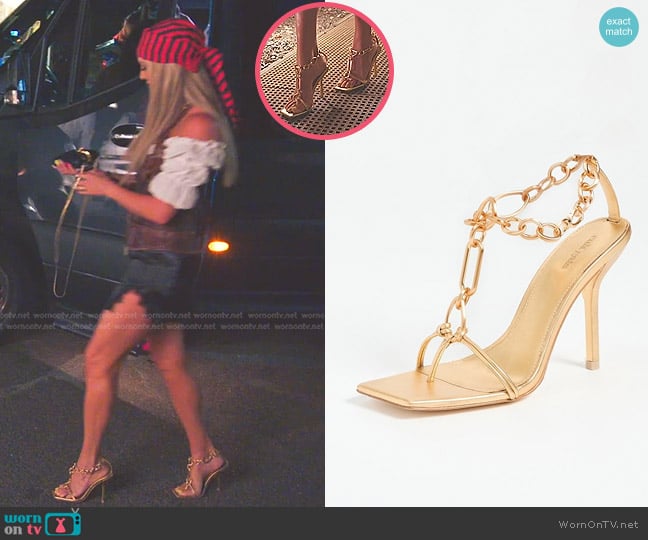 Cult Gaia Naima Mules in Gold worn by Whitney Rose on The Real Housewives of Salt Lake City