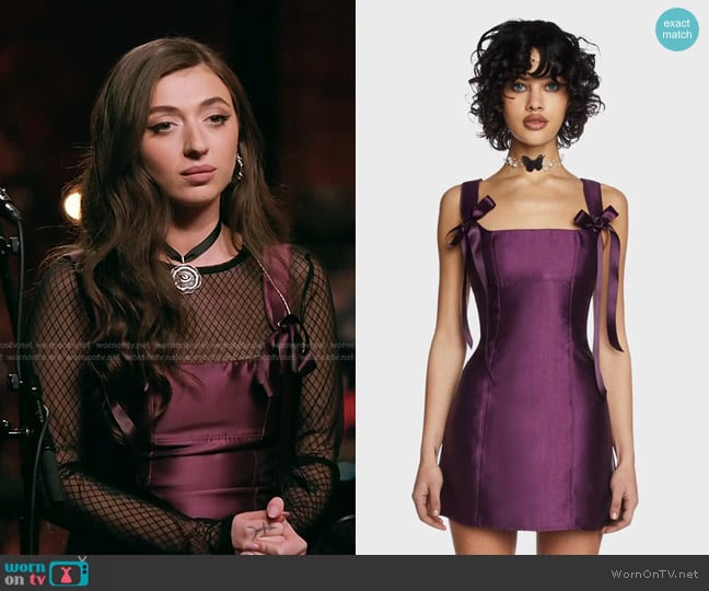 Current Mood Pixie Stardust Mini Dress in Purple worn by Nini Iris on The Voice