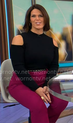 Dana Jacobson's black cold shoulder sweater on CBS Mornings