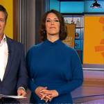 Dana Jacobson’s teal blue knit dress on CBS Mornings