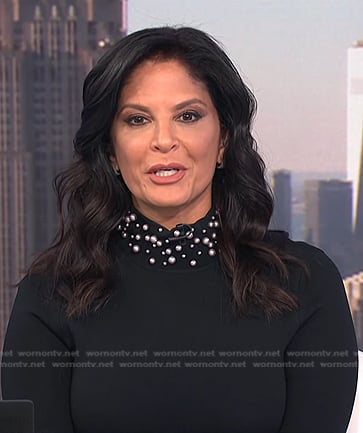 Darlene Rodriguez's black pearl embellished neck sweater on Today