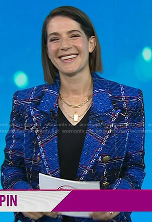 Daryn Carp's blue plaid tweed blazer on Today