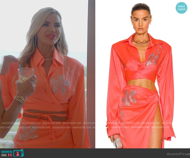 David Koma Crystal Flower Wrap Top worn by Alexia Echevarria (Alexia Echevarria) on The Real Housewives of Miami