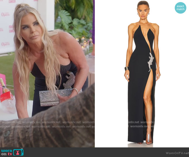 David Koma Crystal 3D Crocodile V Cut Gown worn by Alexia Echevarria (Alexia Echevarria) on The Real Housewives of Miami