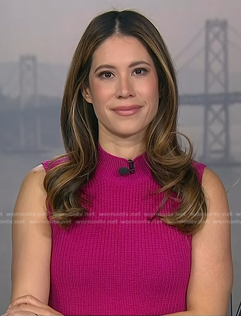 Deirdre's pink ribbed sleeveless sweater on NBC News Daily
