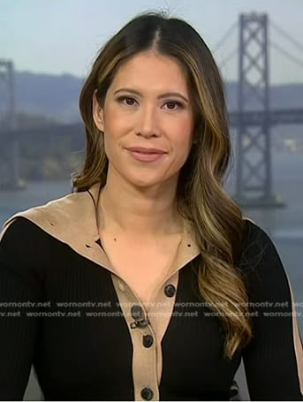 Deirdre’s navy contrast trim dress on NBC News Daily