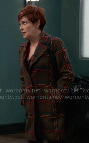 Diane's olive green plaid coat on General Hospital