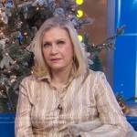 Diane Sawyer’s beige chain print blouse on Good Morning America