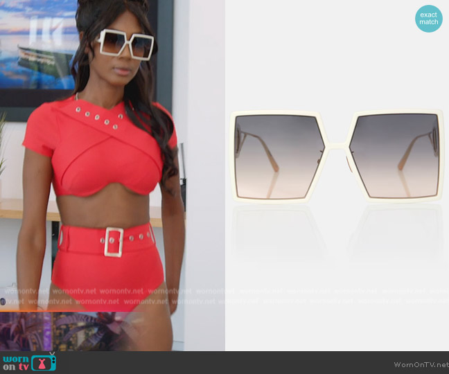 Dior 30Montaigne SU oversized sunglasses worn by Kiki Barth (Kiki Barth) on The Real Housewives of Miami