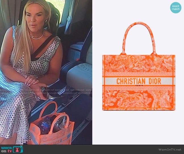 Dior Book Embroidered Canvas Tote worn by Heather Gay on The Real Housewives of Salt Lake City