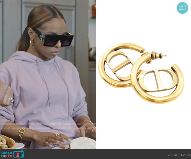 Dior CD Navy Earrings worn by Candiace Dillard Bassett on The Real Housewives of Potomac