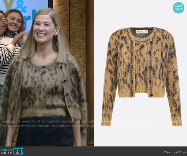 Dior Mizza Technical Mohair and Wool Knit Twin Set worn by Rosamund Pike on Live with Kelly and Mark