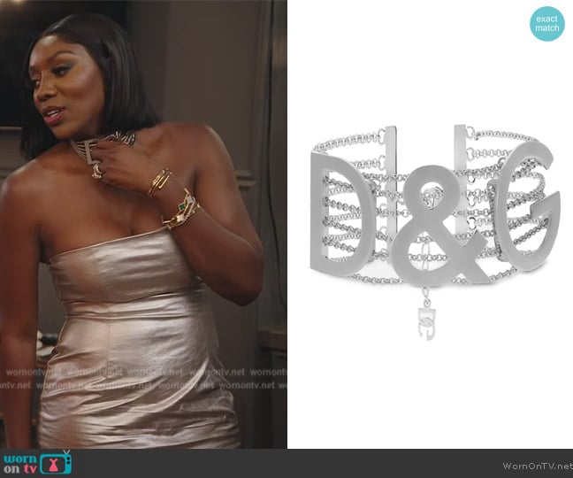 Dolce & Gabbana Semi-regid Multi-Chain Choker worn by Wendy Osefo on The Real Housewives of Potomac