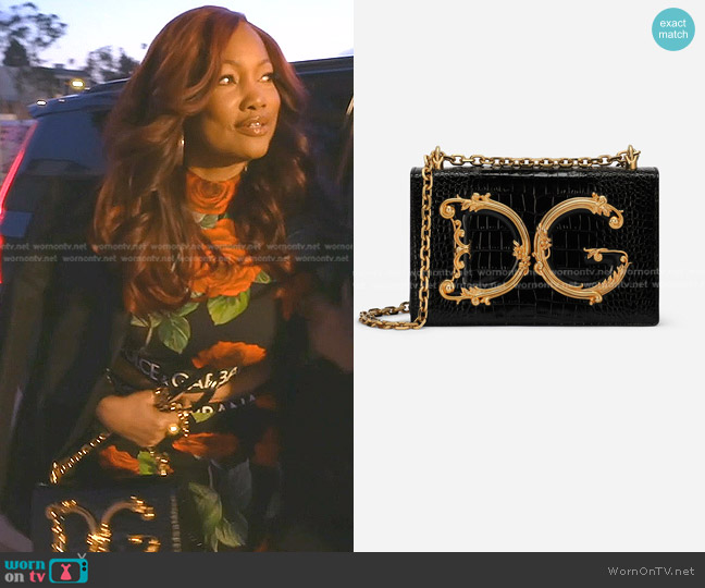 Dolce & Gabbana Crocodile-print Calfskin DG Girls Bag worn by Garcelle Beauvais on The Real Housewives of Beverly Hills