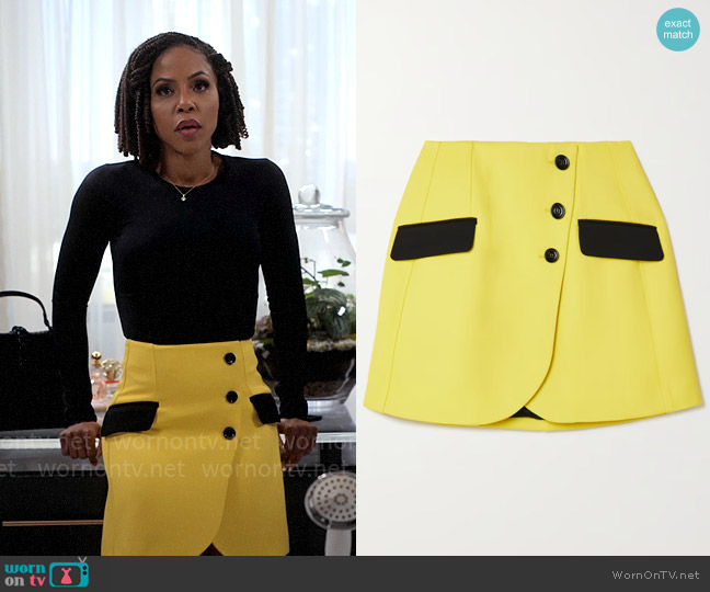 Dolce & Gabbana Wrap-effect wool-blend ponte midi skirt worn by Andrea Barnes (Kj Smith) on Tyler Perrys Sistas