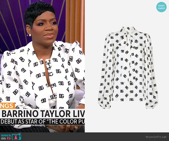 Dolce & Gabbana Camisia Logo Blouse worn by Fantasia Barrino Taylor on CBS Mornings