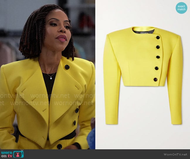 Dolce & Gabbana Cropped wool-ponte blazer worn by Andrea Barnes (Kj Smith) on Tyler Perrys Sistas