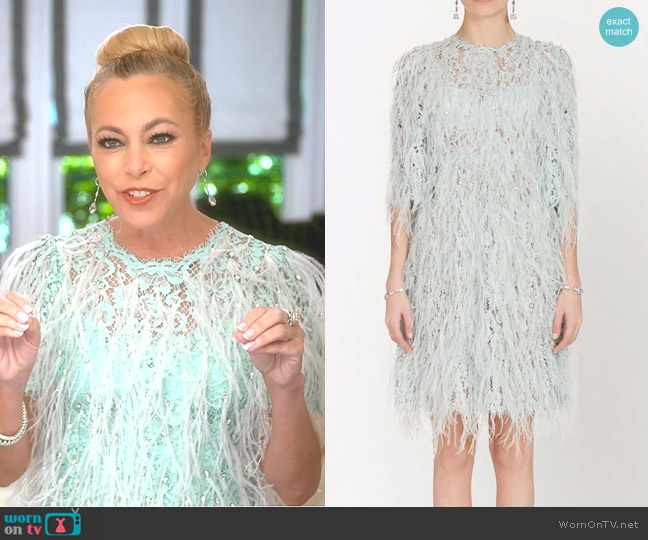 Dolce & Gabbana Feathered Three-Quarter Length Sleeve Dress worn by Sutton Stracke on The Real Housewives of Beverly Hills