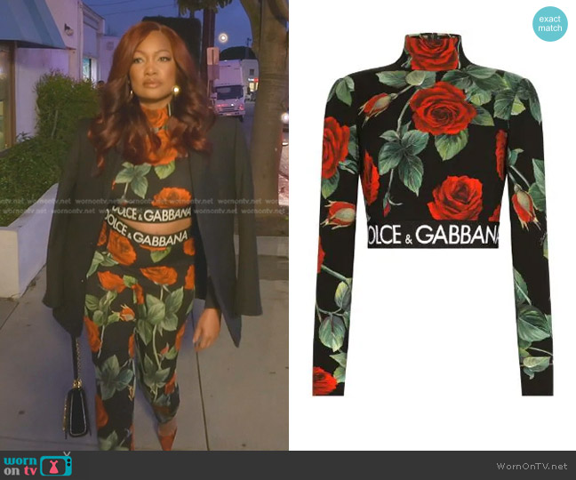 Dolce & Gabbana Turtleneck Long-Sleeve Cropped Top worn by Garcelle Beauvais on The Real Housewives of Beverly Hills