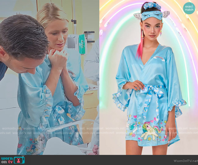 Dolls Kill x My Little Pony Lullaby Land Robe And Eye Mask Set worn by Paris Hilton on Paris in Love