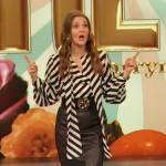 Drew’s black leather skirt on The Drew Barrymore Show