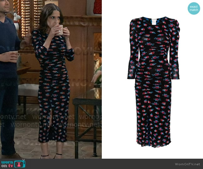 Diane von Furstenberg Prinyanka Dress in Fortune Rose Dot worn by Sam McCall (Kelly Monaco) on General Hospital