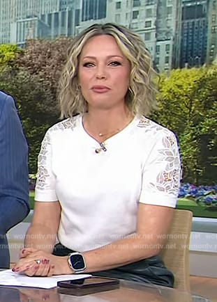 Dylan’s white lace short sleeve sweater on Today