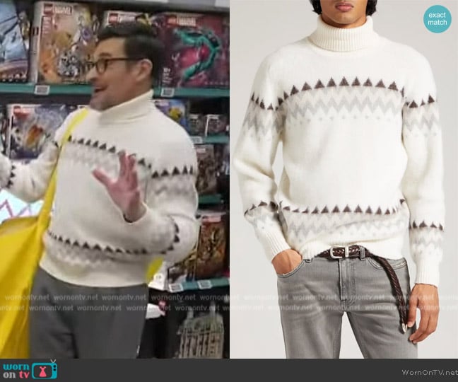 Eleventy Chevron Stripe Jacquard Sweater worn by Lawrence Zarian on The Kelly Clarkson Show