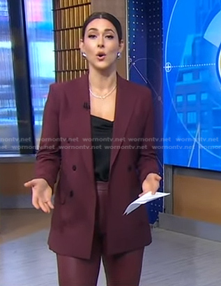 Erielle’s burgundy double breasted blazer on Good Morning America