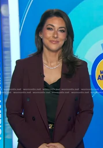 Erielle’s burgundy double breasted blazer on Good Morning America