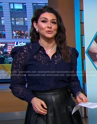 Erielle’s navy lace blouse on Good Morning America