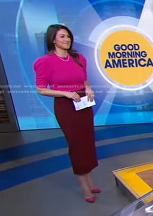 Erielle’s pink puff sleeve sweater on Good Morning America