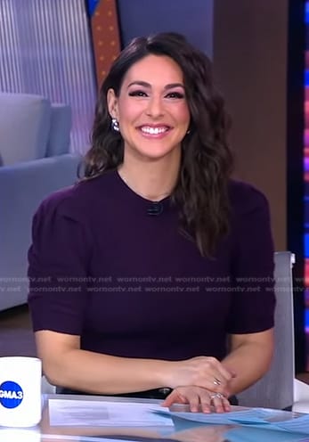 Erielle’s purple ruched sleeve sweater on Good Morning America