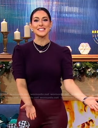 Erielle’s purple ruched sleeve sweater on Good Morning America