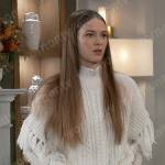 Esme’s fringed cable knit poncho sweater on General Hospital