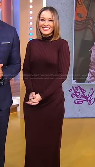 WornOnTV: Eva's brown ribbed turtleneck dress on Good Morning America, Eva  Pilgrim