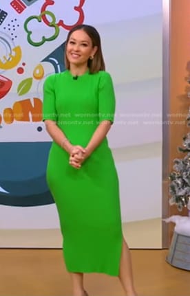 Eva’s green ribbed dress on Good Morning America