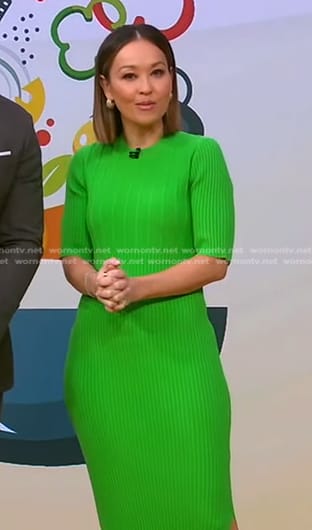 Eva’s green ribbed dress on Good Morning America