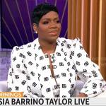 Fantasia Barrino Taylor’s white DG logo blouse on CBS Mornings