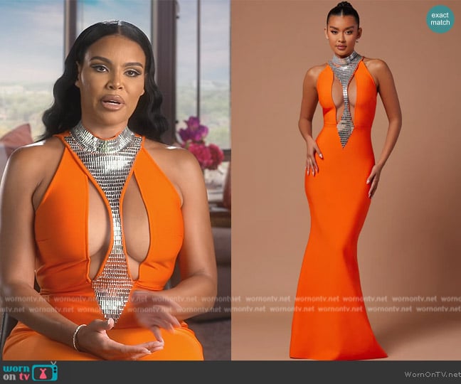 Fashion Nova Aeryn Embellished Gown worn by Mia Thornton on The Real Housewives of Potomac