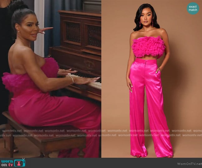 Fashion Nova Yasmine Pant Set worn by Mia Thornton on The Real Housewives of Potomac