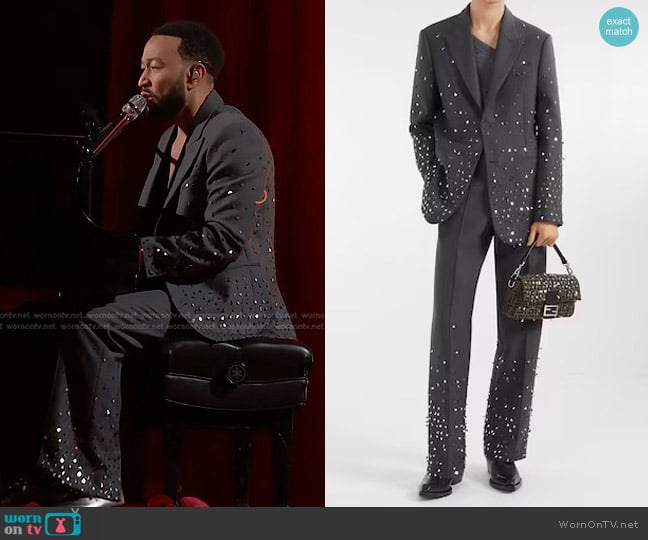 Fendi Wool Jacket and Pants worn by John Legend on The Voice