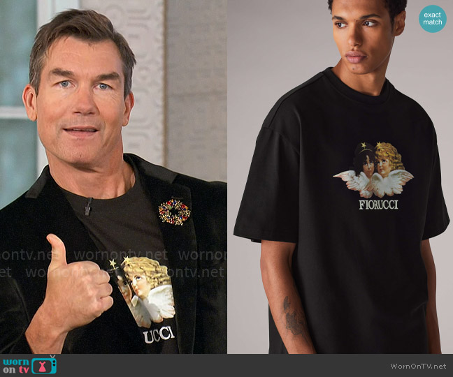 Fiorucci Angels T-shirt in Black worn by Jerry O'Connell on The Talk