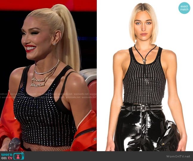 Frankie B Sade Crystal Crop Tank worn by Gwen Stefani on The Voice